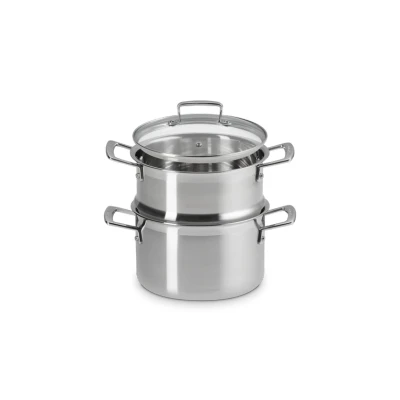 Afbeelding van Set kookpan met Stoommand in Classic 3 ply RVS 20 cm 4l Zilver