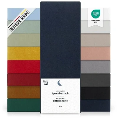 Afbeelding van Blumtal Hoeslaken Microfiber Hoeslakens 90 x 200 30cm Katoen Dark Ocean Blue Blauw