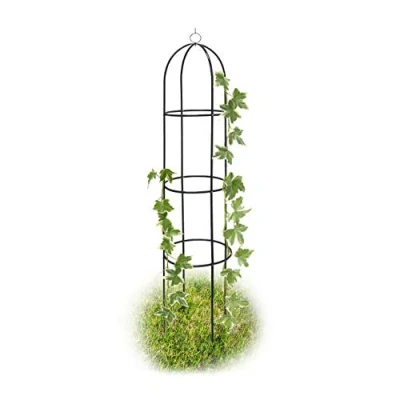 Afbeelding van Obelisk klimhulp set van 6, klimplanten, boogrozen, rozenboog, tuinboog, metaal 190 cm, groen
