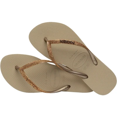 Afbeelding van Havaianas Meisjes Slim slippers met glitter in de kleur Beige, maat: 31/32