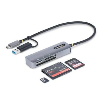 Afbeelding van StarTech.com USB 3.0 Multi Media Geheugenkaart Lezer, SD/microSD/CompactFlash Card Reader, Compacte 5Gbps Kaart Adapter, Externe C Kaartlezer met ingebouwde A Werkt elk besturingssysteem