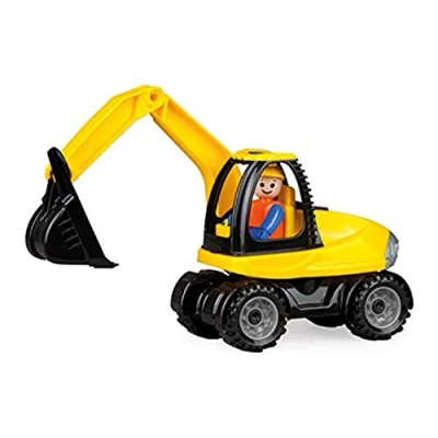 Afbeelding van Lena 01621 Truckies graafmachine, stabiel bouwvoertuig ca. 25 cm, klein speelgoedvoertuig, schepradgraafmachine voor kinderen vanaf 2+, robuust graafvoertuig zandbak, strand en kinderkamer