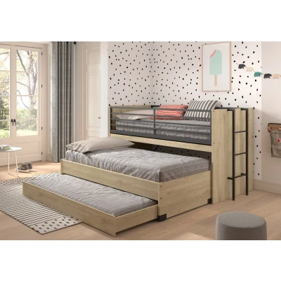 Afbeelding van Vipack Sam halfhoogslaper (met bureau, logeerbed en lade) Eikenkleur