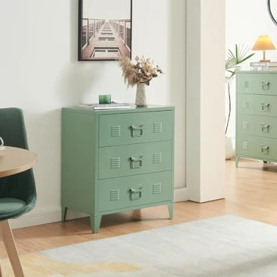 Afbeelding van Ladekast Hämeenlinna commode met lades 72x60x40 cm groen mat [en.casa]