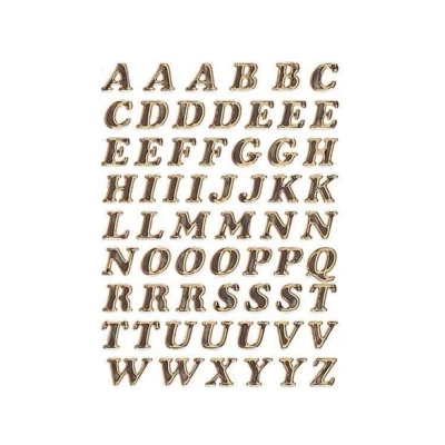 Image de 1 Planche de stickers lettres majuscules en italiques dorés 8mm