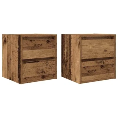 Afbeelding van vidaXL Nachtkastjes wandgemonteerd 2 st 38x34x40 cm oud houtkleurig
