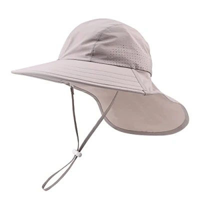 Afbeelding van XIAOHAWANG Enfant Chapeau de Soleil Cou Protect Bébé Casquette Garçon Fille Chapeaux Plage (Gray, 54)