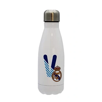 Afbeelding van Real Madrid CyP Brands waterfles van roestvrij staal, luchtdicht, letter V, blauw, 550 ml, wit