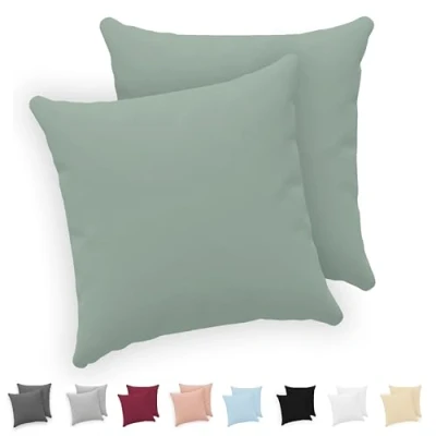 Afbeelding van Twinzen® Kussensloop, 50 x cm, 100% jersey katoen, 150 g/m², groen, kussensloop met ritssluiting, Oeko Tex gecertificeerd, 2 stuks