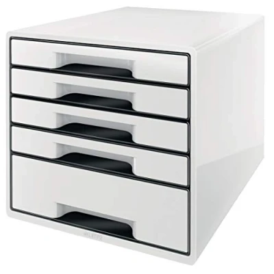 Afbeelding van Leitz WOW, archiefblok A4 met 5 laden, marker en organizer, wit/zwart