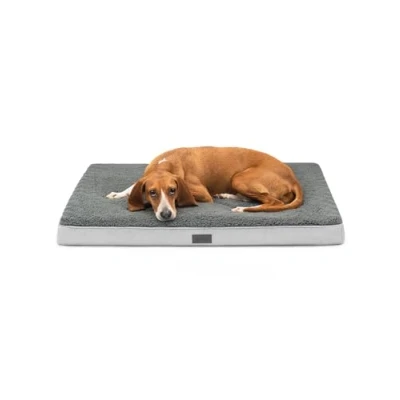 Afbeelding van lionto Orthopedisch hondenbed, 91 x 69 8 cm, robuust kussen van zacht pluche, wasbare hoes, antislip, waterdicht, voor kleine en grote honden katten, grijs
