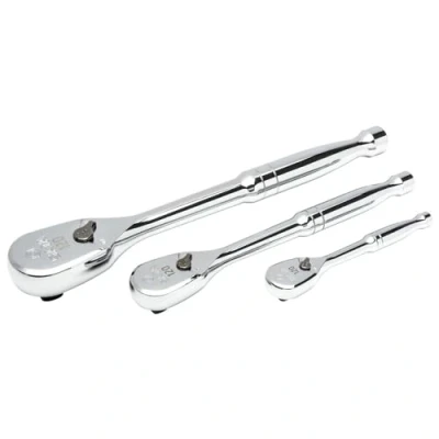 Afbeelding van SATA 3 delige 1/4 inch, 3/8 inch en 1/2 drive 120P professionele ratelset met aan/uit schakelaar dubbele pawl 60 tands tranenkop, zwaar werk ST13975