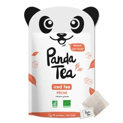 Afbeelding van Panda Tea Ice Detox, ijsthee, koude infusie smaak perzik, hibiscus, vanille biologisch gecertificeerd 28 katoenen zakjes cadeau idee voor dames en heren verjaardag