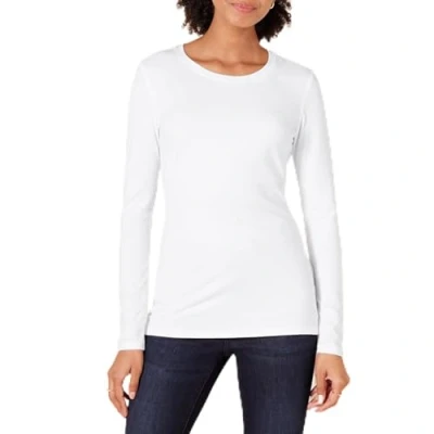 Image de Amazon Essentials T Shirt Col Rond à Manches Longues Coupe Classique (Grandes Tailles Disponibles) Women&#039;s, Blanc, XXL