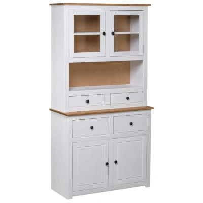 Afbeelding van Hoge kast Panama Range 93x40,5x180 cm massief grenenhout wit