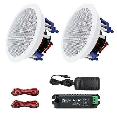 Afbeelding van Herdio 5,25 inch 300 Watt Ronde Bluetooth Plafondluidsprekers: Geniet van draadloze audio in elke ruimte