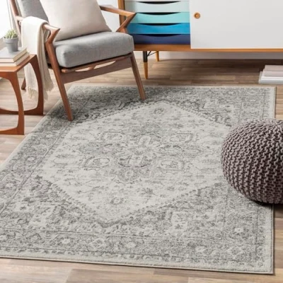 Afbeelding van SURYA Vloerkleed Woonkamer, Slaapkamer Vintage Oosters Tapijt FARAH Grijs/Beige 160x220 cm