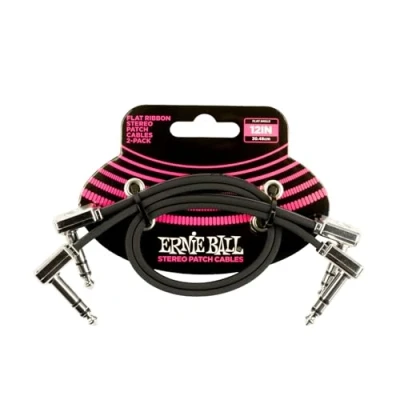 Afbeelding van Ernie Ball 30,5 cm Flat Ribbon Stereo Patch Cable 2 Pack Zwart