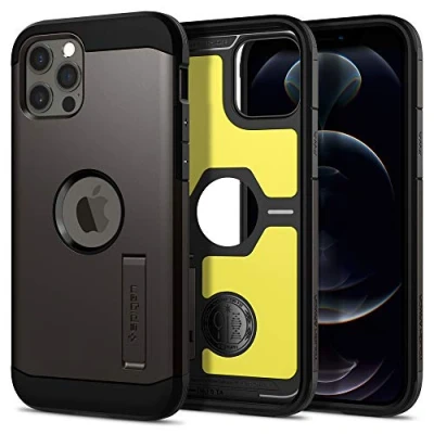 Afbeelding van Spigen Tough Armor hoes, compatibel met iPhone 12 Pro en Gunmetal
