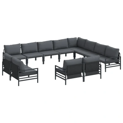 Afbeelding van vidaXL Tuinbank Set 12 pcs Antraciet Staal