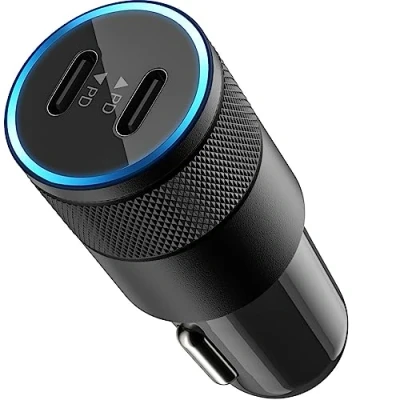 Afbeelding van MMOBIEL Autolader Dual USB C 40W 2 Poorten Type Snellader Sigarettenaansteker Power Delivery Telefoon Oplader Auto Adapter Universeel Zwart