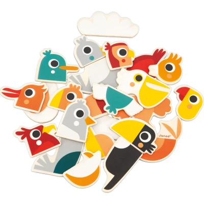 Afbeelding van Janod magneten mix&amp;match vogels 24st