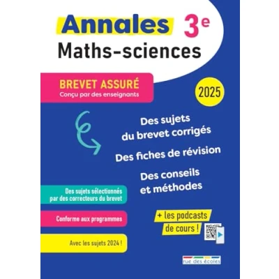 Afbeelding van ANNALES BREVET 3E MATHS SCIENCES