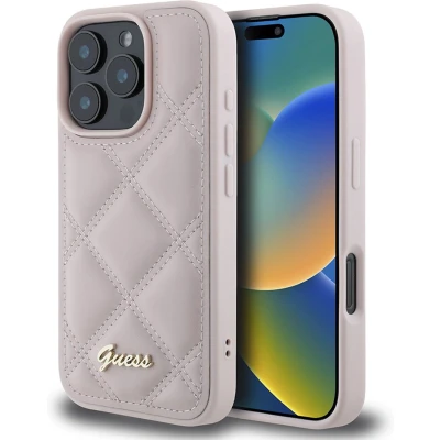 Afbeelding van Guess GUHCP16XPSQSQSP iPhone 16 Pro Max 6,9&quot; roze/roze hardcase Gewatteerd metalen logo