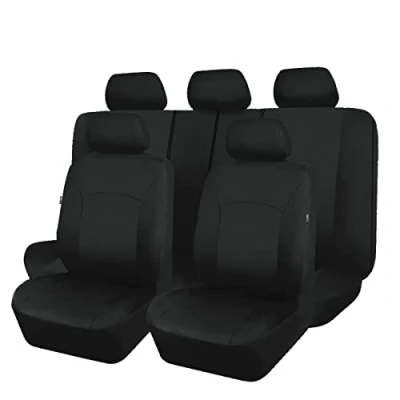 Afbeelding van Flying Banner Platte Doek Universele Fit Autostoelhoezen Volledige Set met Airbag Compatibel (Zwart)