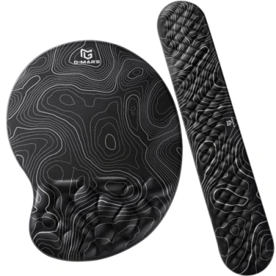 Afbeelding van Gimars Ergonomische muismat, polssteun, toetsenbord, gel, met massagepunten, polssteun antislip onderkant van PU, voor gaming en kantoor