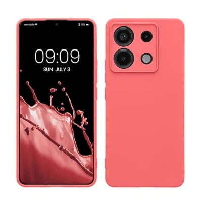 Afbeelding van kwmobile telefoonhoesje geschikt voor Xiaomi Redmi Note 13 Pro 5G / Poco X6 Hoesje smartphone Precisie camera uitsnede In neon koraal