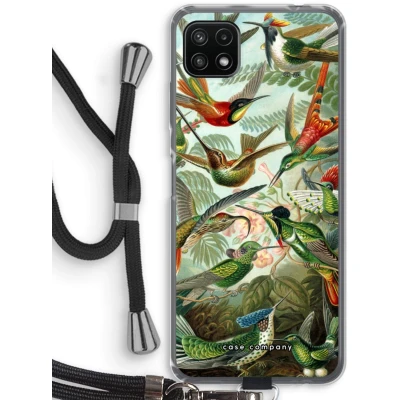 Afbeelding van Case Company® hoesje met Koord geschikt voor Samsung Galaxy A22 5G Haeckel Trochilidae Telefoonhoesje Zwart Bescherming aan alle Kanten en Over de Schermrand
