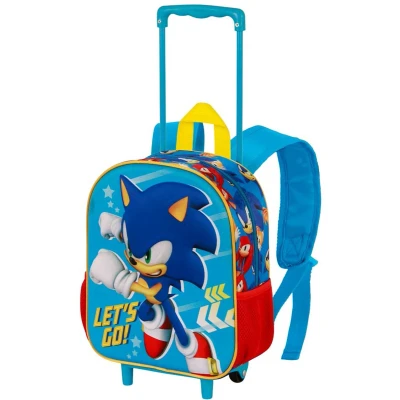 Afbeelding van Sonic The Hedgehog SEGA Go Small 3D rugzak met wieltjes, blauw, 26 x 34 cm, inhoud 7 l, Blue Sonic, One Size, Kleine wielen, Eén maat, wieltjes