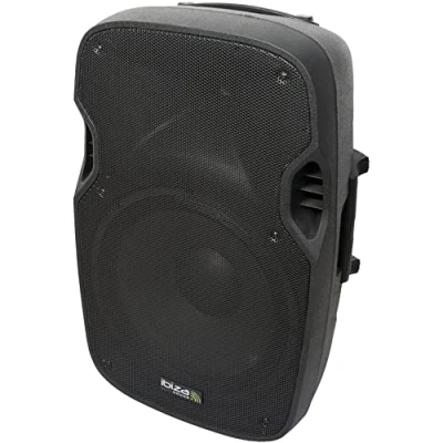 Image de Ibiza XTK15A Enceinte active PLUG &amp; PLAY 15/38cm d’une puissance de 600W RMS Tweeters à compression, système bass reflex, module d’amplification, entrées LIGNE/MICRO Noir