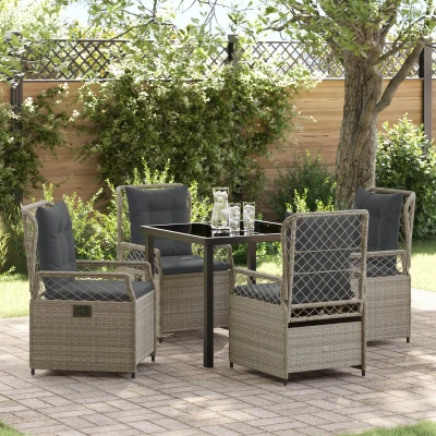 Afbeelding van vidaXL 5 delig Tuin Eetset Lichtgrijs Poly Rattan