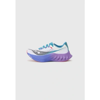 Afbeelding van Saucony Endorphin PRO 4 Hardloopschoenen voor op de weg, Dames, Maat: 43, White/shadow Textiel/ synthetisch
