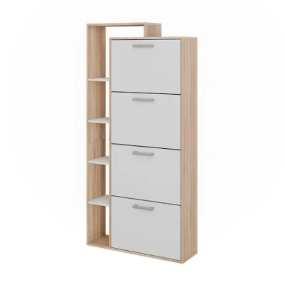 Afbeelding van Vicco Schoenklaprek Orlando, Wit/Sonoma, 80 x 166.1 cm met 4 compartimenten