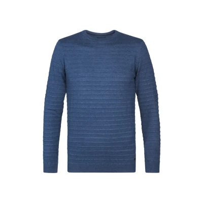 Afbeelding van Petrol Industries WITH Texture Thornewood Trui, Heren, Maat: Large, Dark denim