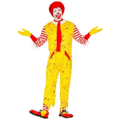 Afbeelding van Widmann Monster &amp; Griezel Kostuum Mckiller Fastfood Clown Man Rood, Geel XL Halloween Verkleedkleding