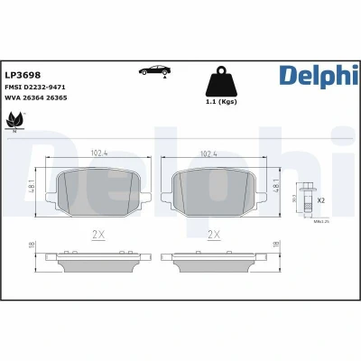 Afbeelding van Delphi Diesel Remblokset LP3698