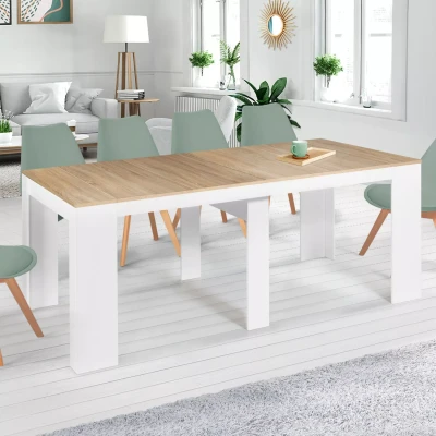 Image de Table console extensible ORLANDO 10 personnes 235 cm bois blanc et façon hêtre
