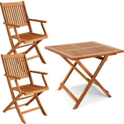 Afbeelding van Casaria® Lot de 3 meubles balcon En bois certifié FSC® Pour 2 personnes Résistantes aux intempéries Charge maximale : 160 kg balcon, jardin, terrasse Acacia
