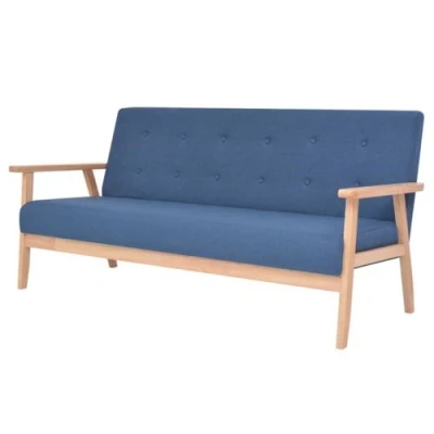 Afbeelding van vidaXL Driezitsbank stof blauw