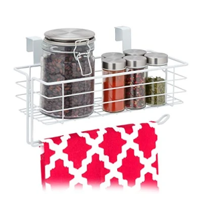 Afbeelding van Relaxdays hangmand metaal draadmand kastdeur opbergmandje kastmand organizer wit