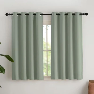 Afbeelding van NICETOWN Thermische Verduisteringsgordijnen, Raamdecoratie Gordijn Ooggordijnen Lichtgevende Isolatie Stof voor Huis Slaapkamer, B 140 x H 145 cm, Saliegroen, Set van 2