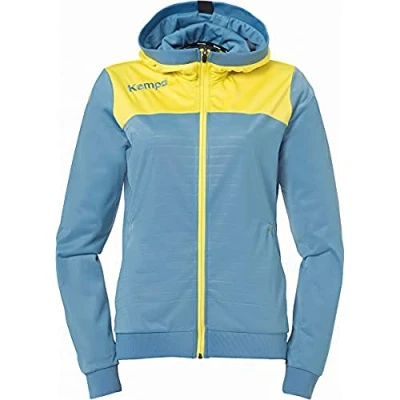 Afbeelding van Kempa Emotion 2.0 Jas met Capuchon Dames Dove Blauw Limoen Geel Maat L