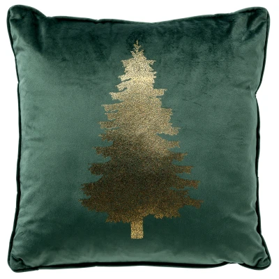 Afbeelding van TREE Sierkussen 45x45 cm Kerst Mountain View donkergroen