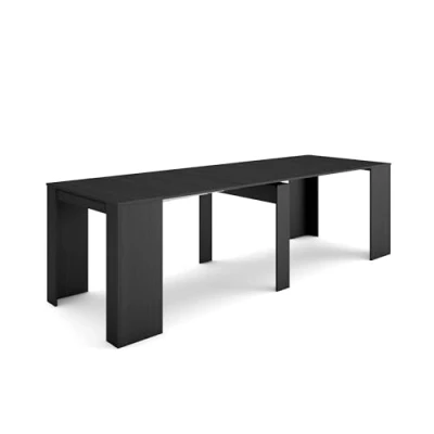 Afbeelding van Skraut Home Uittrekbare consoletafel, meubelconsole, 260, voor 12 personen, eettafel, moderne stijl, zwart