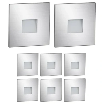 Afbeelding van ledscom.de LED trapverlichting/traplicht FOW voor binnen en buiten, downlight, hoekig, roestvrij staal, 85 x 85mm, warm wit, 8st.