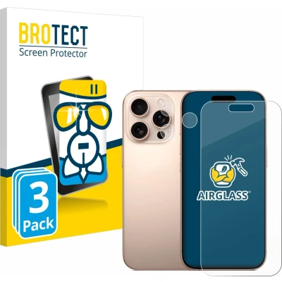 Afbeelding van BROTECT Screenprotector voor Apple iPhone 16 Pro (Voor+Camera) Folie Beschermfolie Beschermglas transparant (3 Stuks)